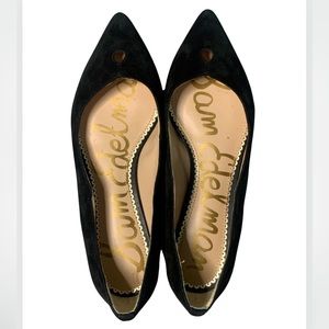 Sam Edelman Rosalie Scalloped Ballet Flats Black Suede & Leather Size 7